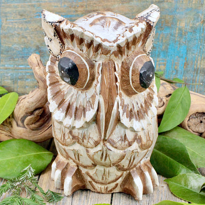 Wooden Owl - Tan