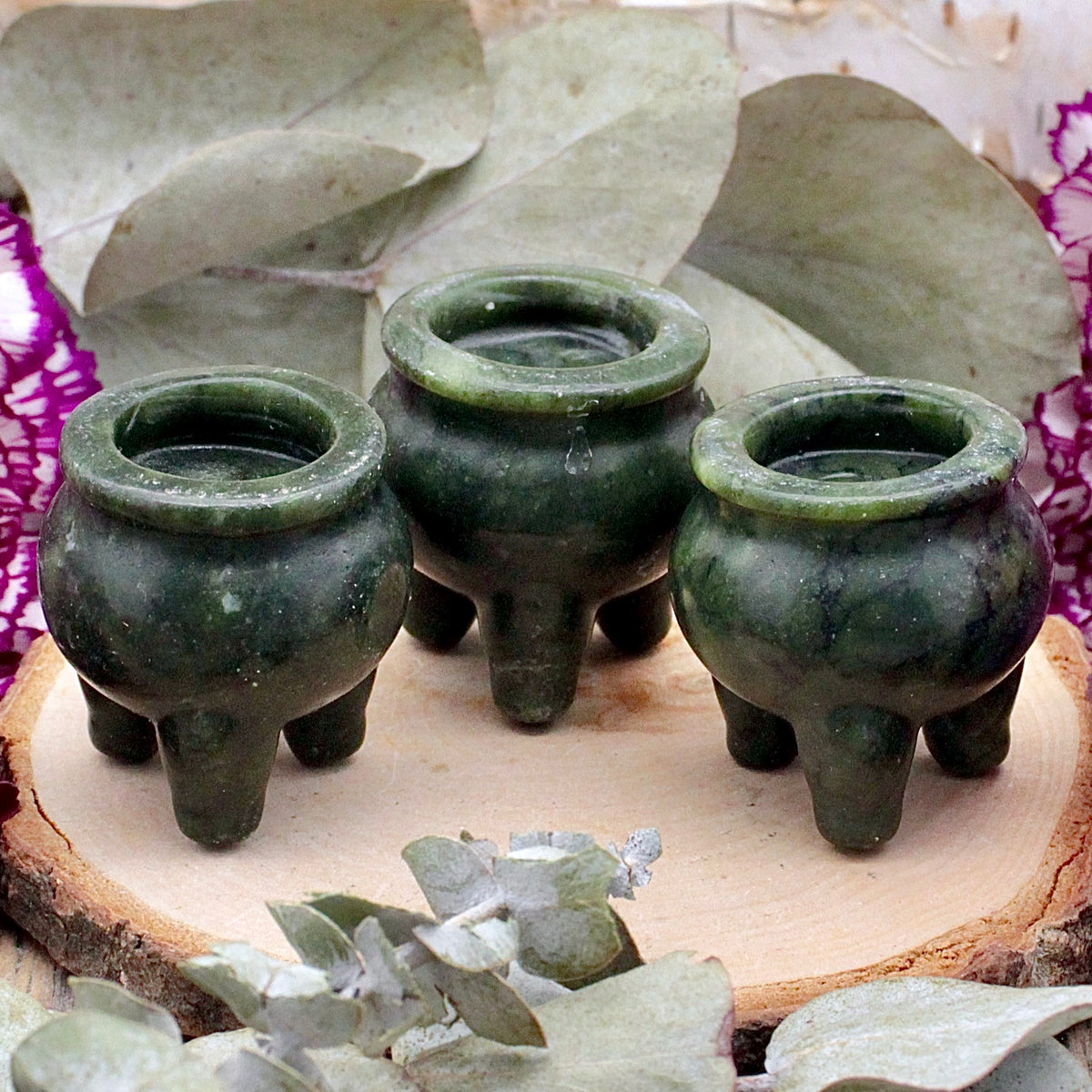 Nephrite Jade Mini Cauldron Sphere Holder