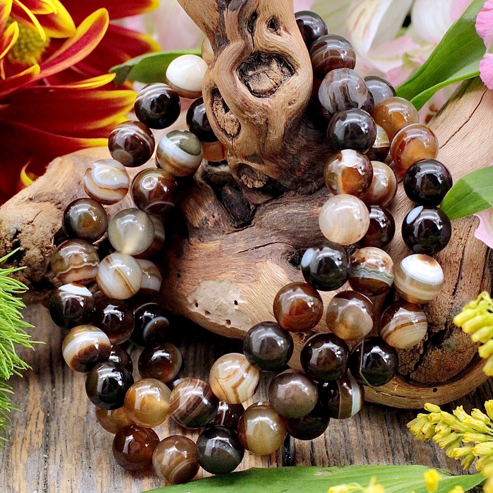 Brown agate bracelet sales