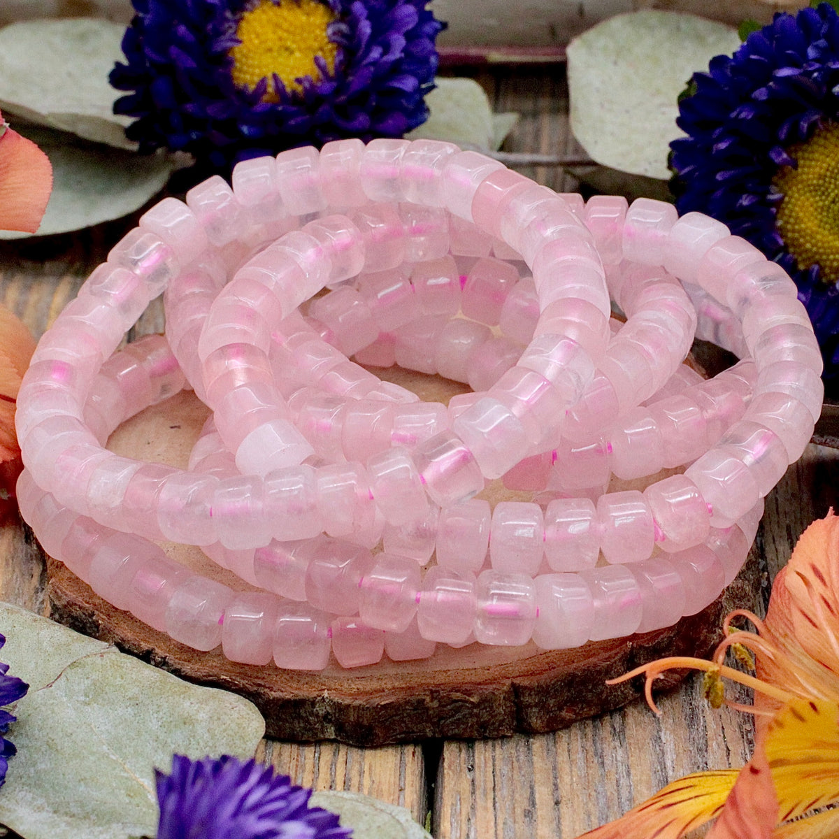 Rose Quartz Heishe Bracelet - 8mm