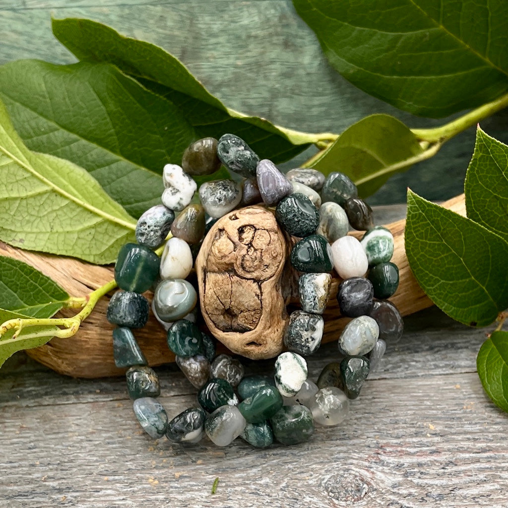 Moss Agate Tumbled Bracelet