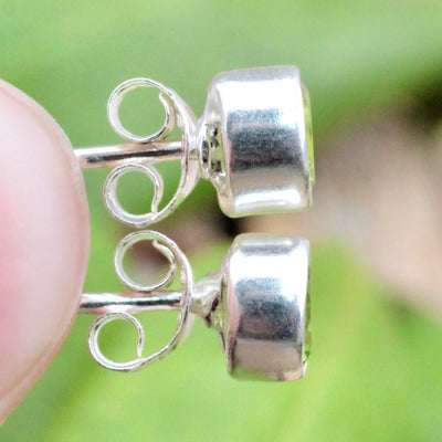 Peridot Round Stud Earrings in Sterling Silver