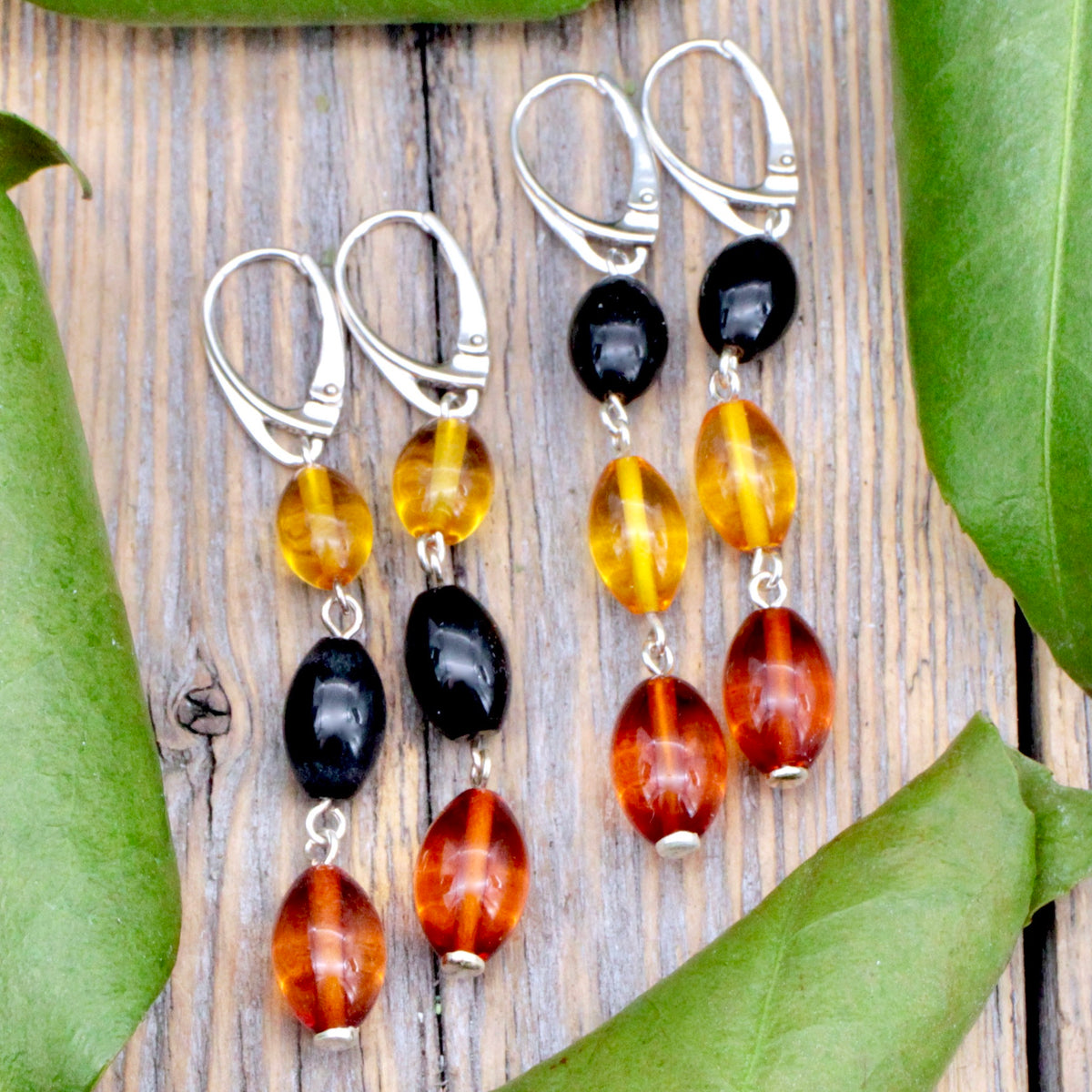 Amber Tri-Color Earrings
