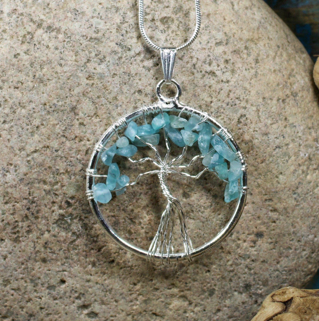Aquamarine Tree Of Life Pendant