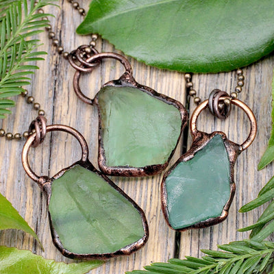 Green Fluorite Rough Nugget Necklace