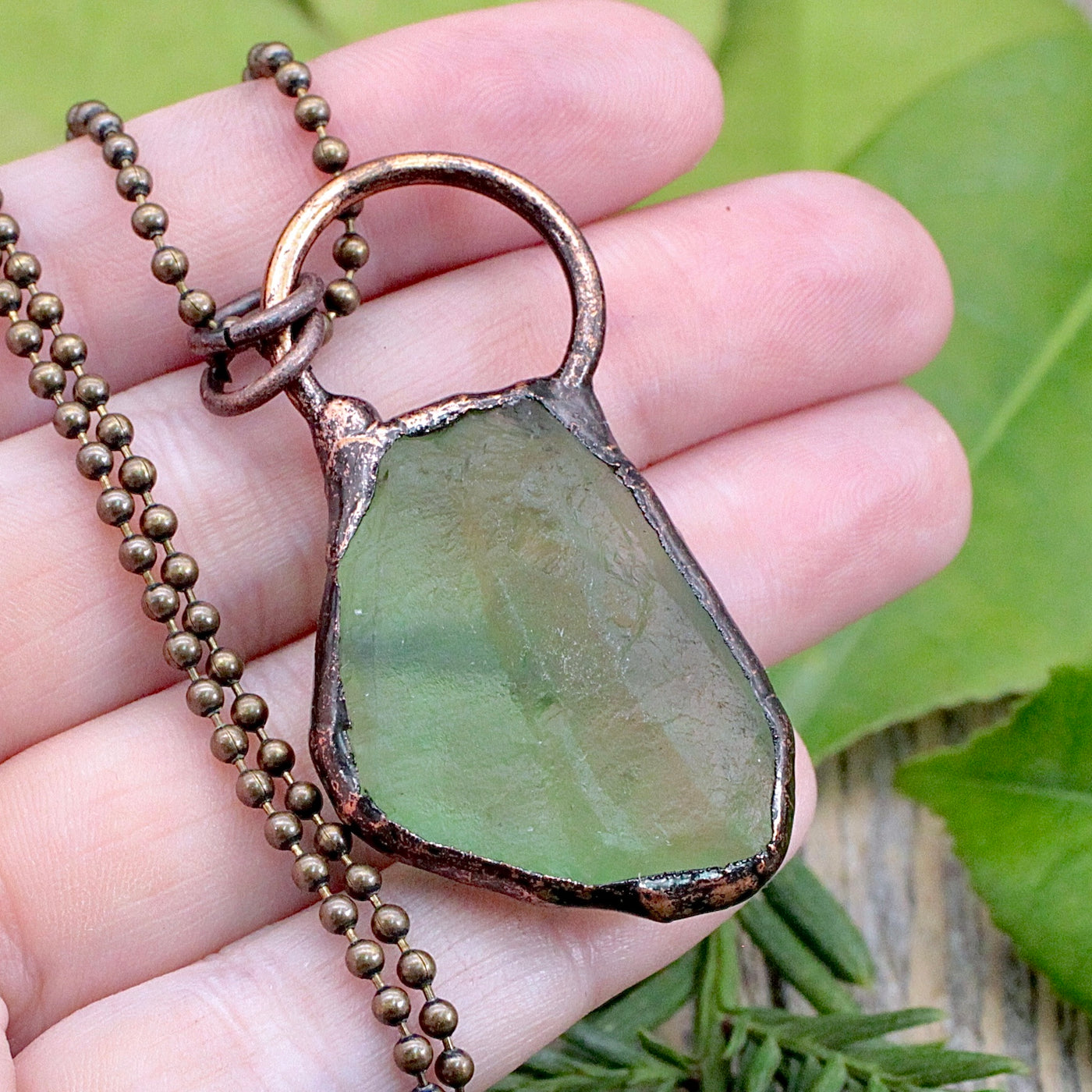 Green Fluorite Rough Nugget Necklace