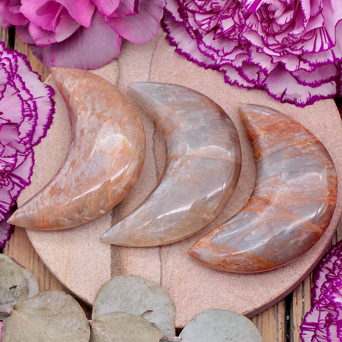 Peach Moonstone Moon - Small