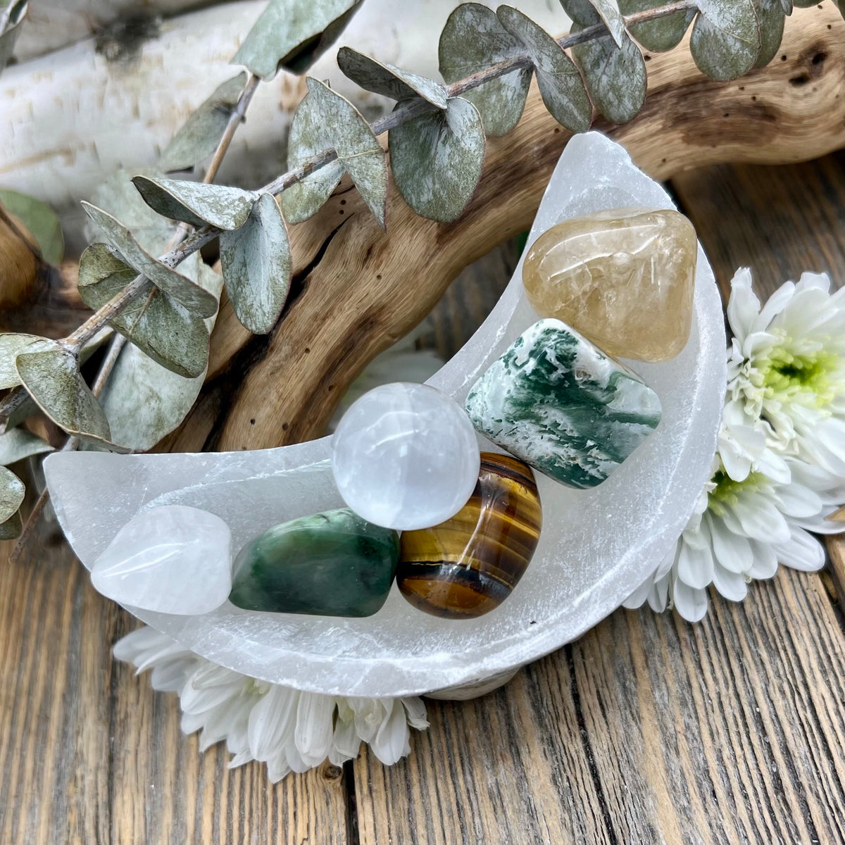 Abundance & Good Fortune Crystal Moon Bowl Set