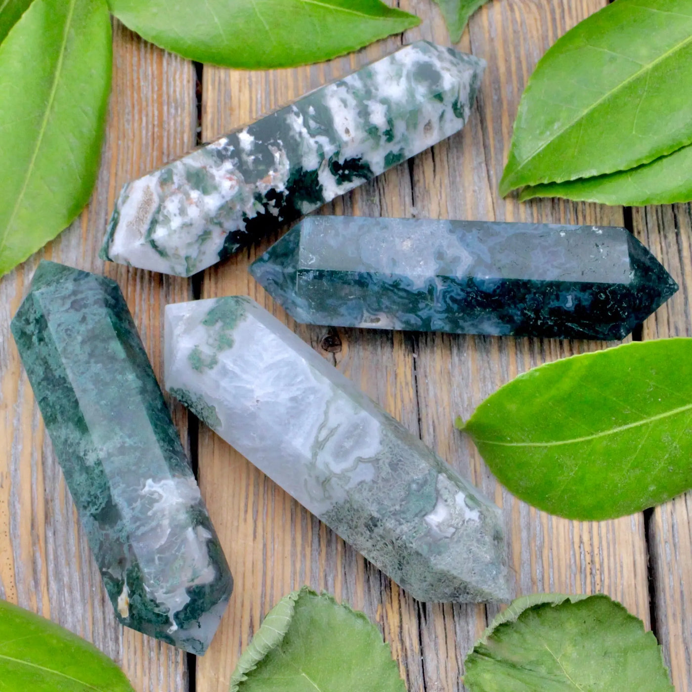 Moss Agate Double Terminated Wand