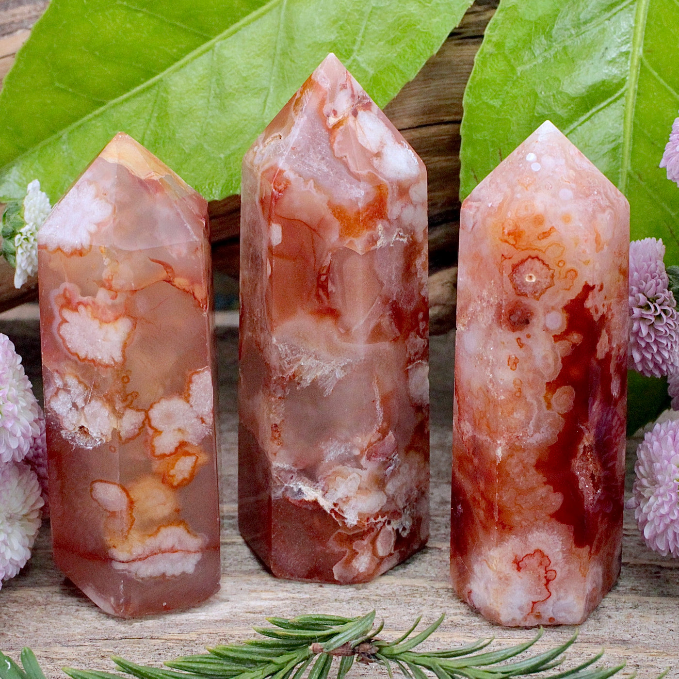 Red Flower Agate Tower