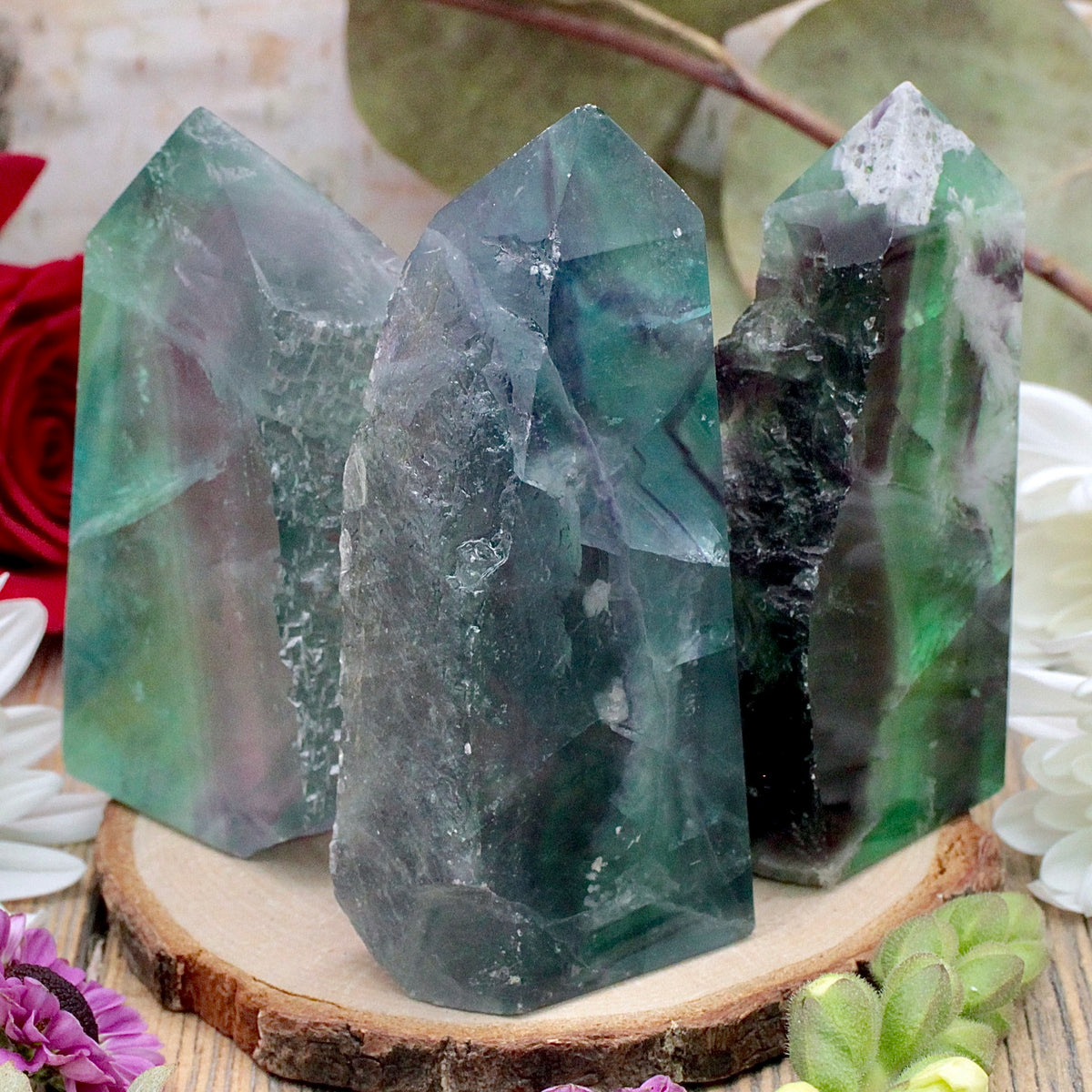 Rainbow Fluorite Rough Edge Point