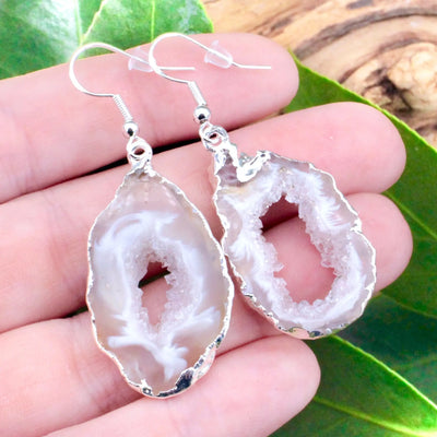 Druzy Agate Crystal Cave Earring