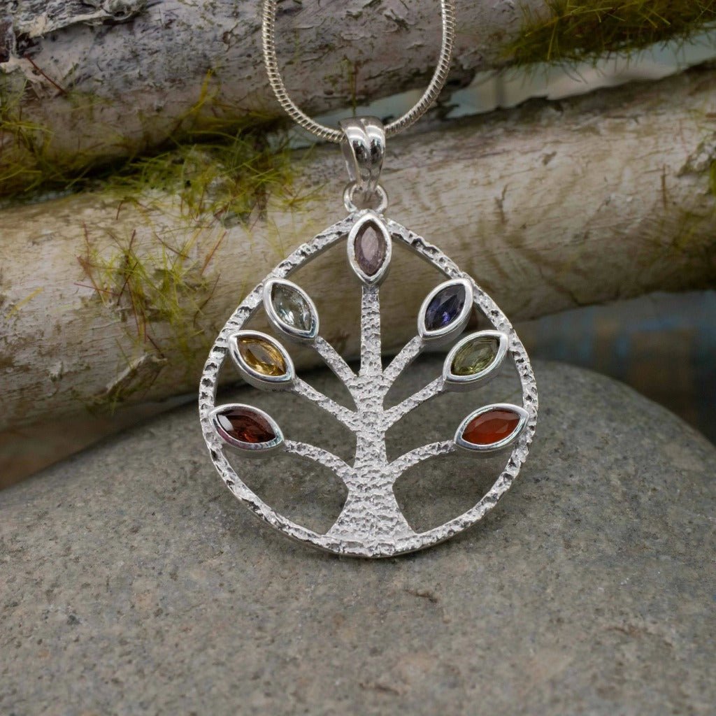 Chakra Tree Necklace Sterling Silver RockMama