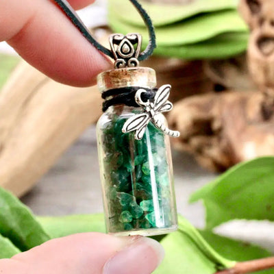 Success and Opportunity Spell Jar with Green Aventurine Necklace