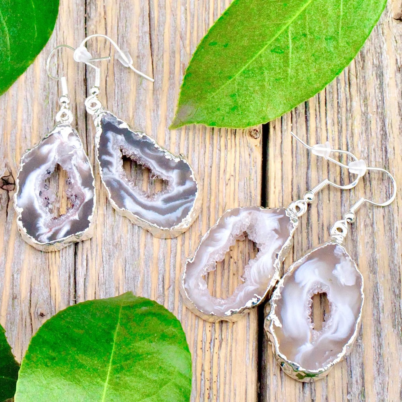 Druzy Agate Crystal Cave Earring