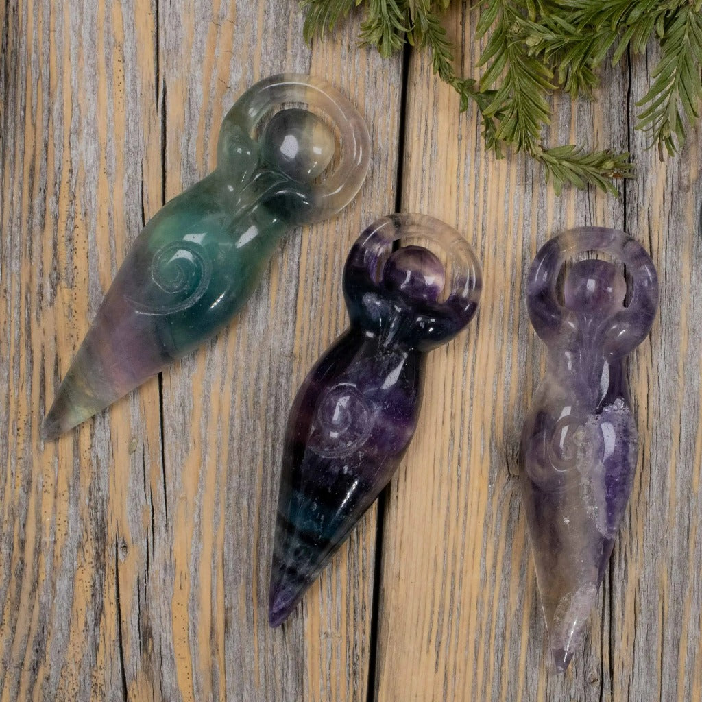 Fluorite Goddess Pendant –