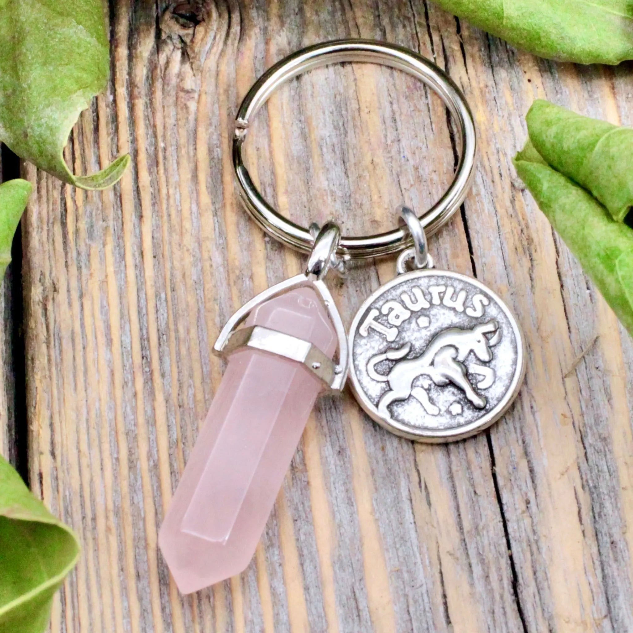 Rose Quartz Silver Key Necklace