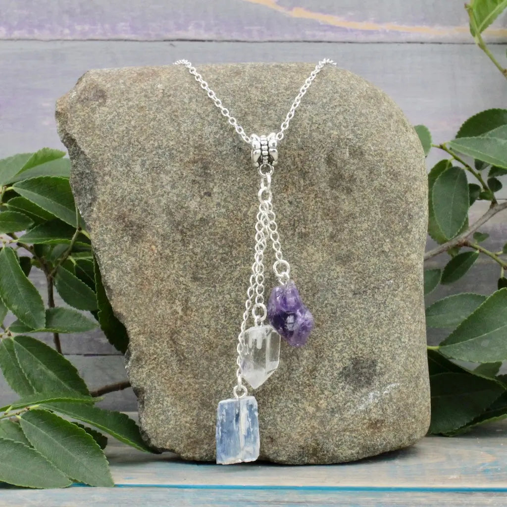 Amethyst, Kyanite and Quartz Necklace