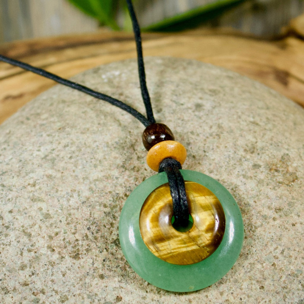 Tiger's Eye Green Aventurine Destiny Duo Necklace –