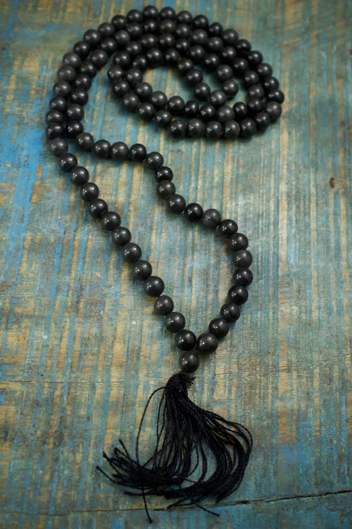 black jasper mala prayer beads