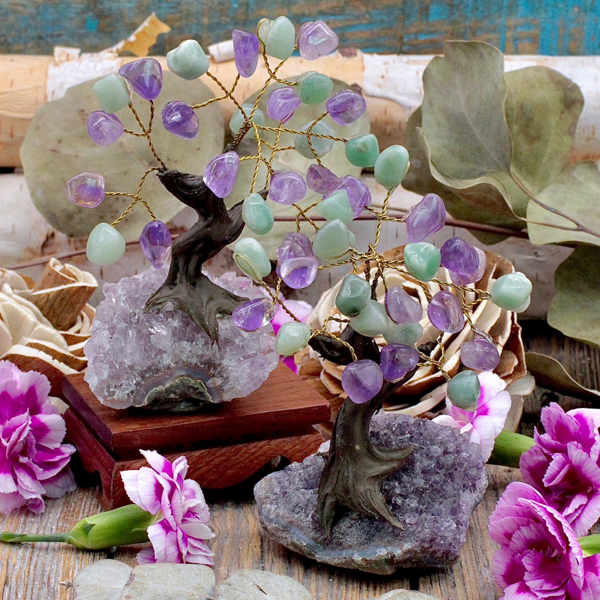 Amethyst and Green Aventurine Crystal Tree