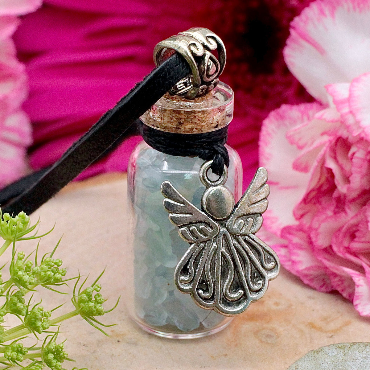 Aquamarine Spell Jar Pendant - Angelic Protection