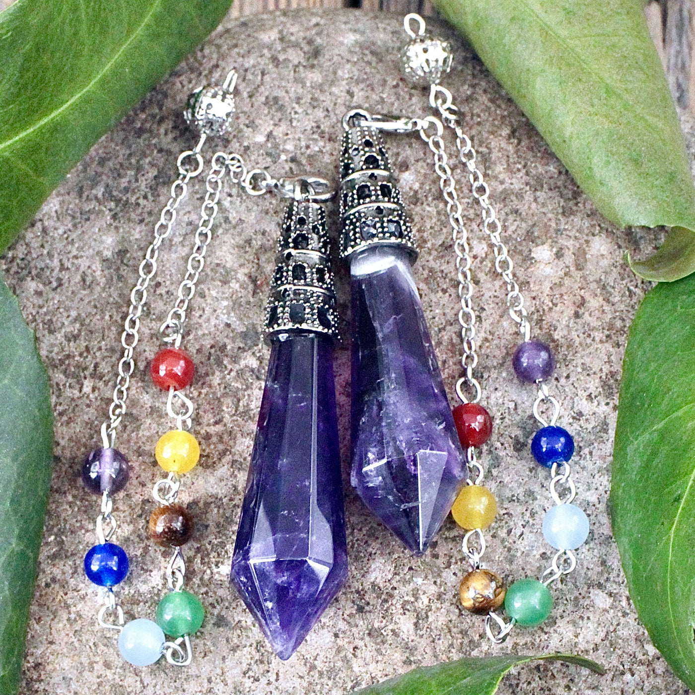 Amethyst Point Pendulum with Chakra Chain