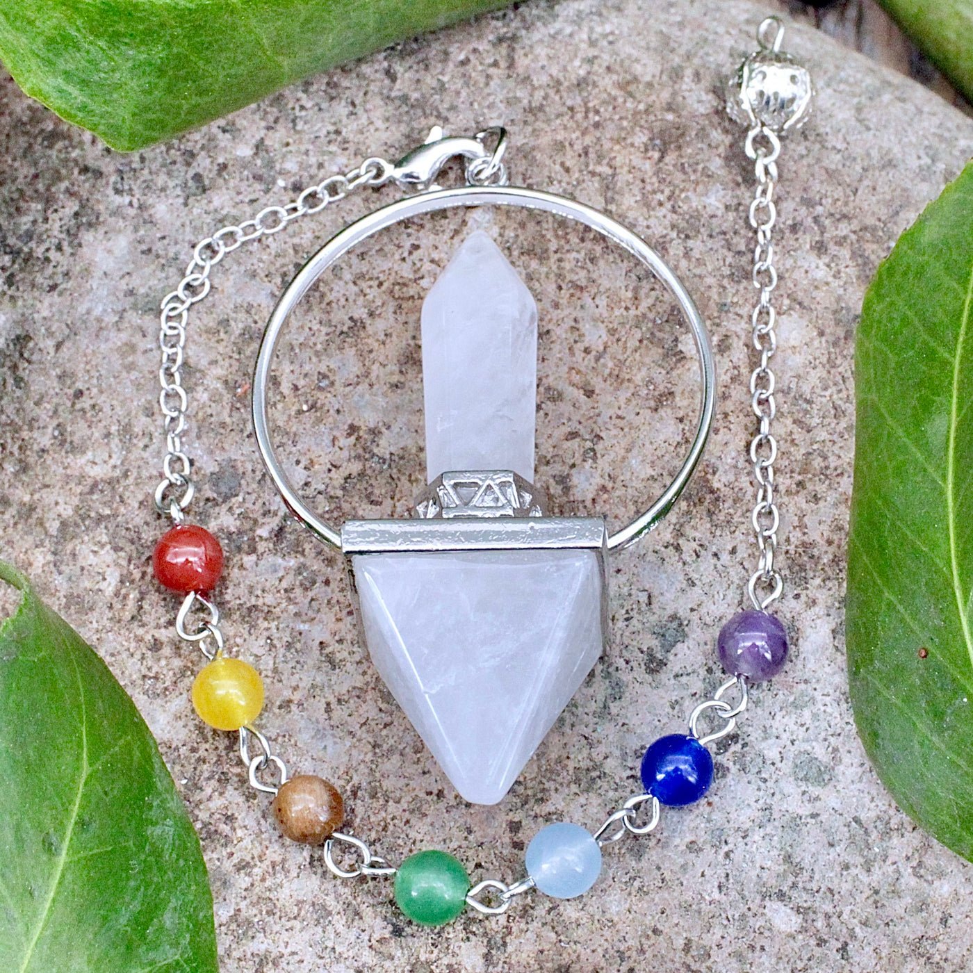 Quartz Pendulum with Chakra Bead Chain