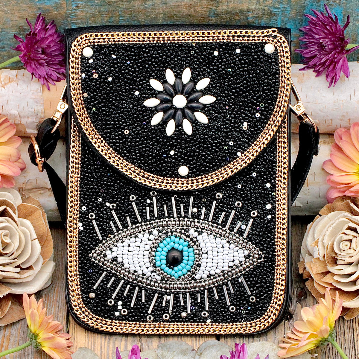 Beaded Evil Eye Cross Body Bag B