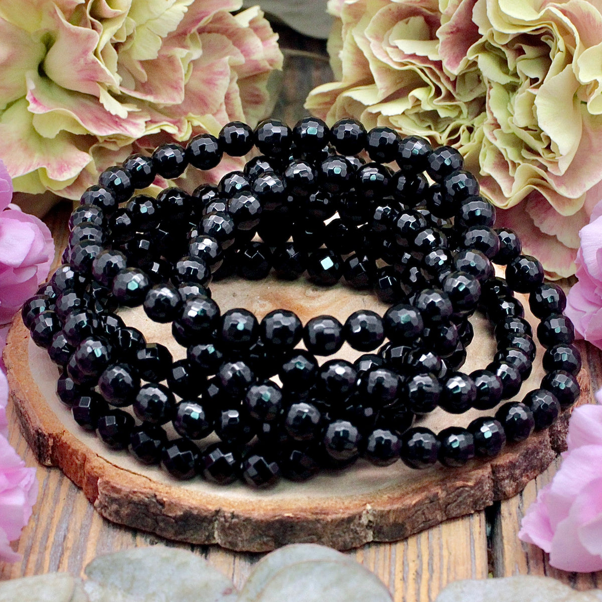 Faceted Black Onyx Bracelet - 6mm