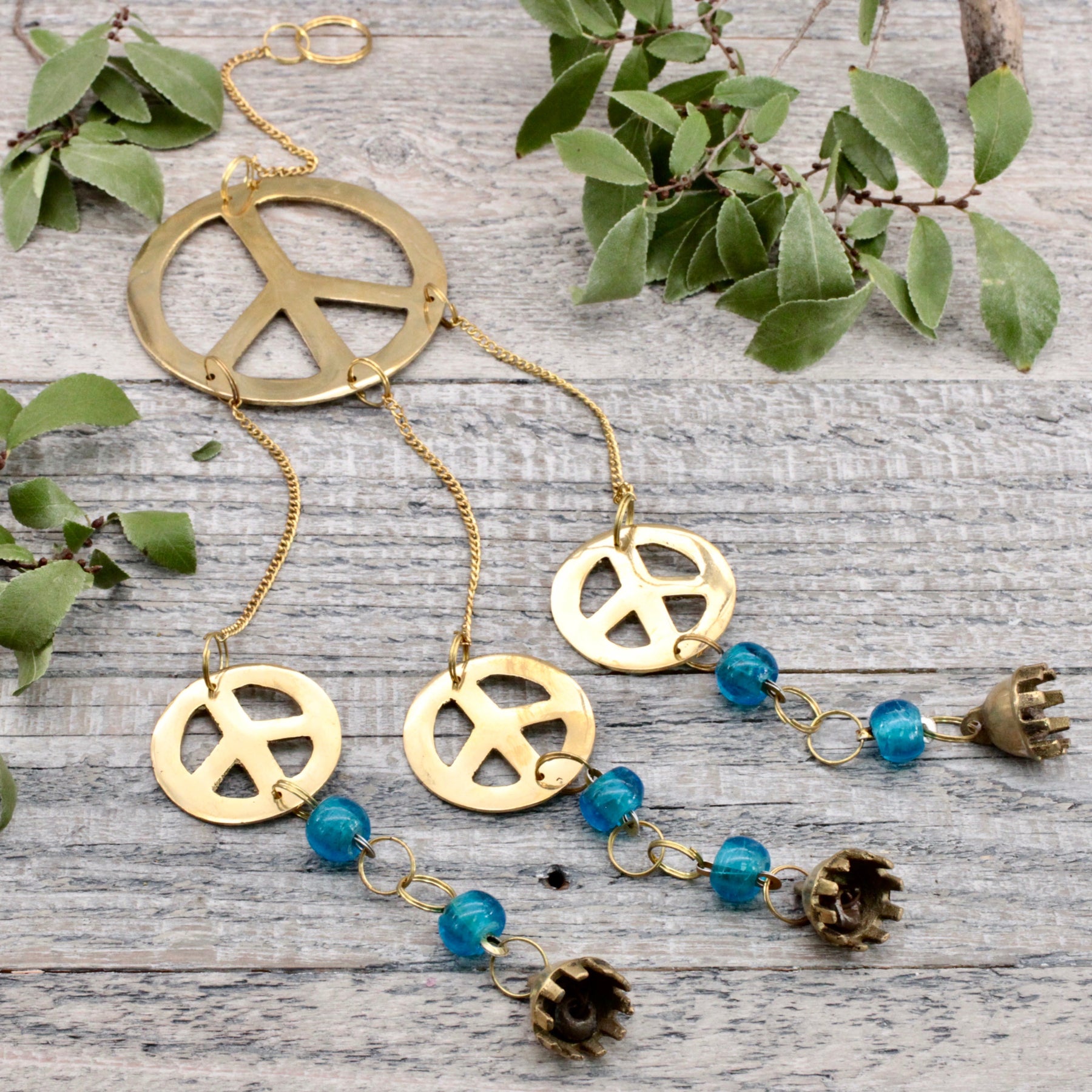 photo of peace sign wind chimes