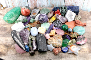 Large assortment of gemstones and rocks