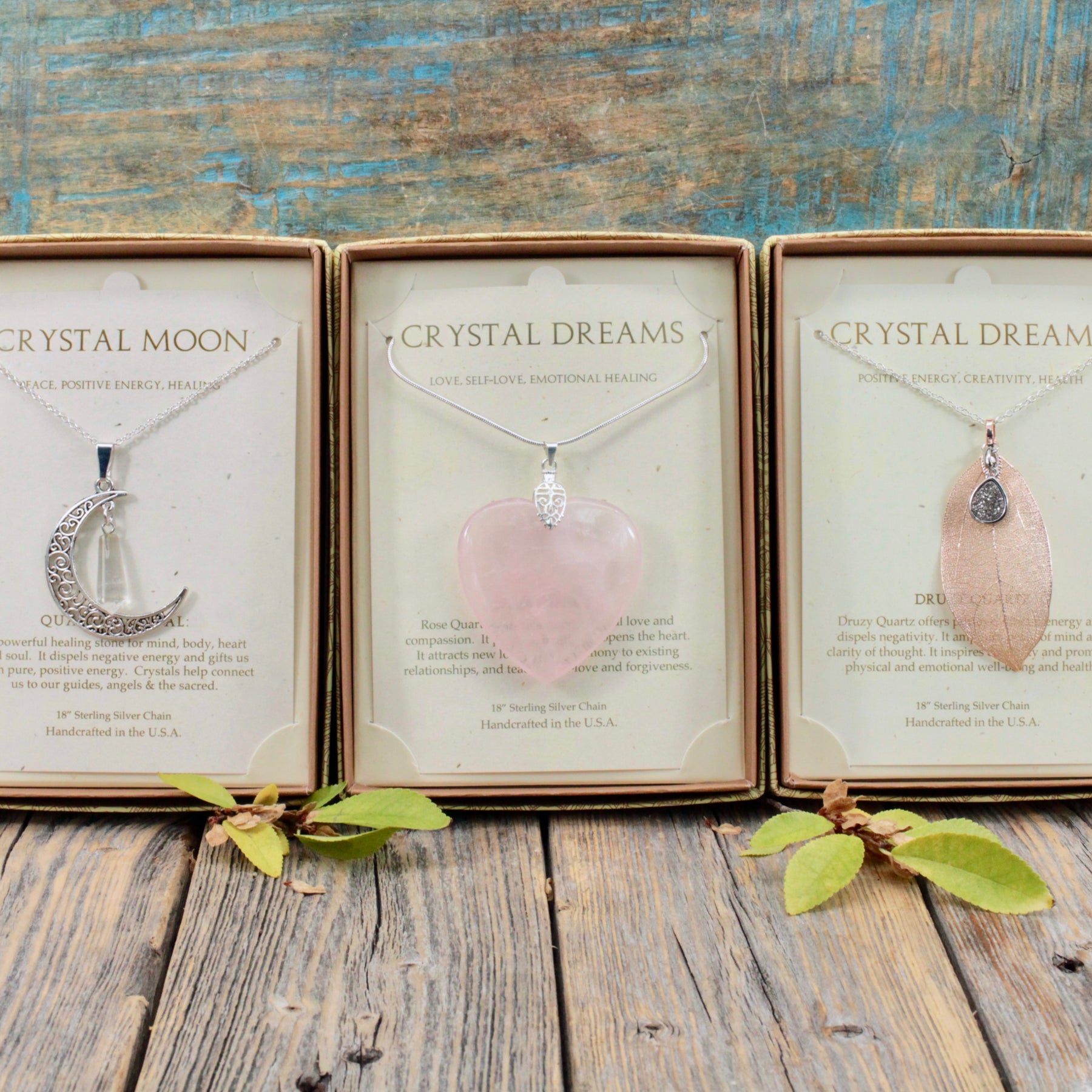 Photo of crystal necklaces.
