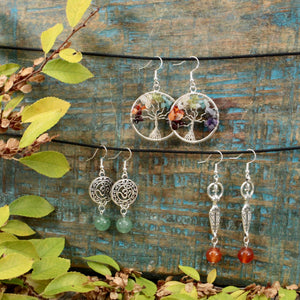 Photo of silver and crystal earrings.
