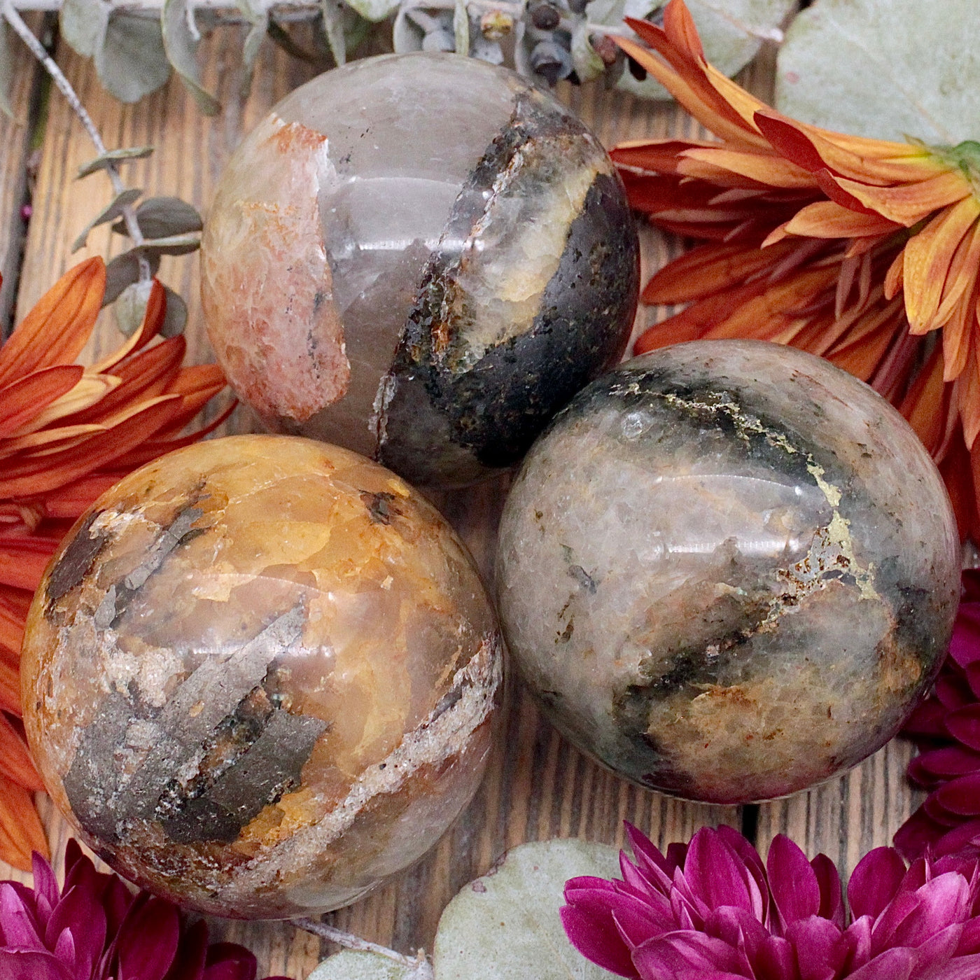 Golden Healer Quartz with Pyrite Sphere C