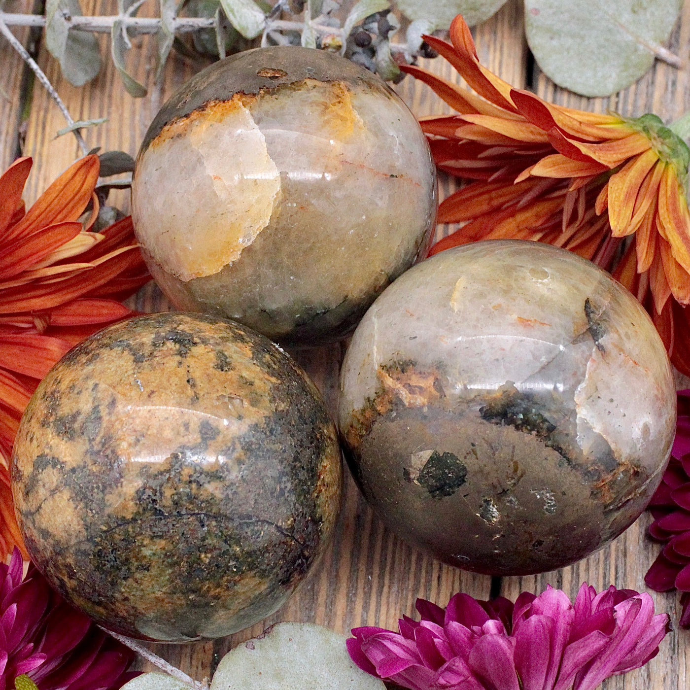 Golden Healer Quartz with Pyrite Sphere D