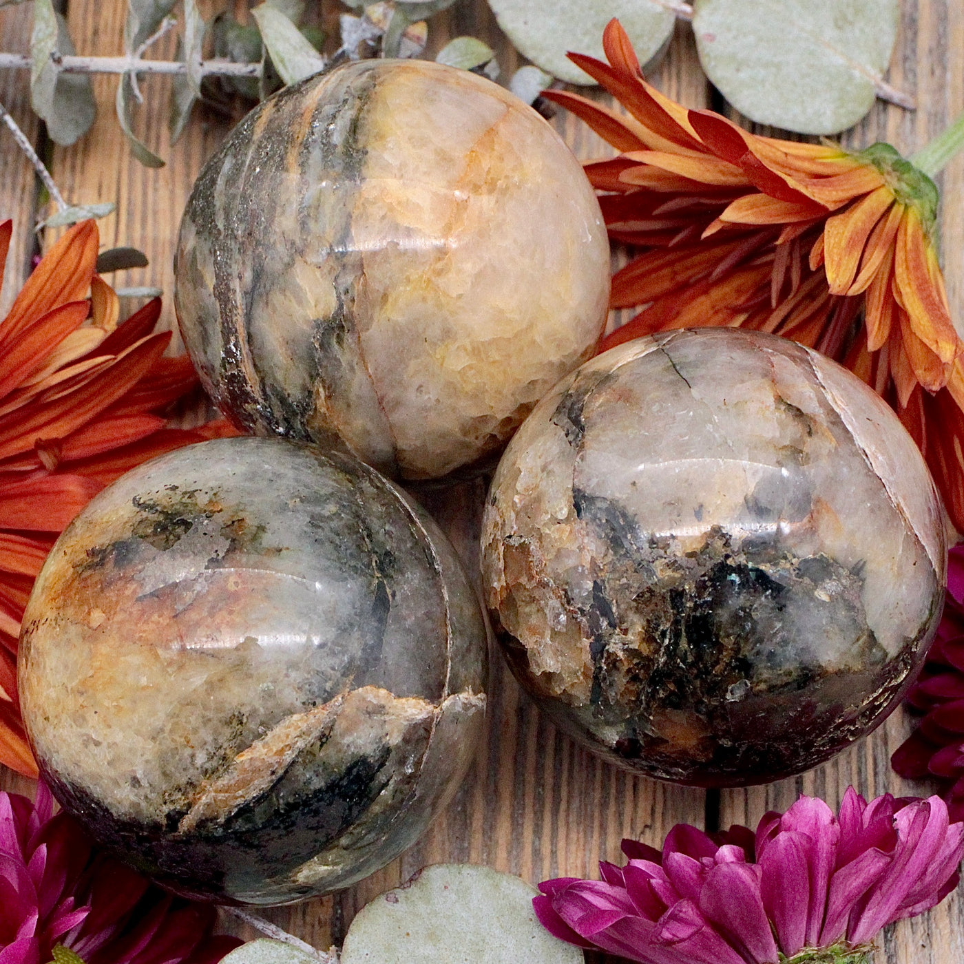 Golden Healer Quartz with Pyrite Sphere E