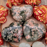 Green Flower Agate Heart