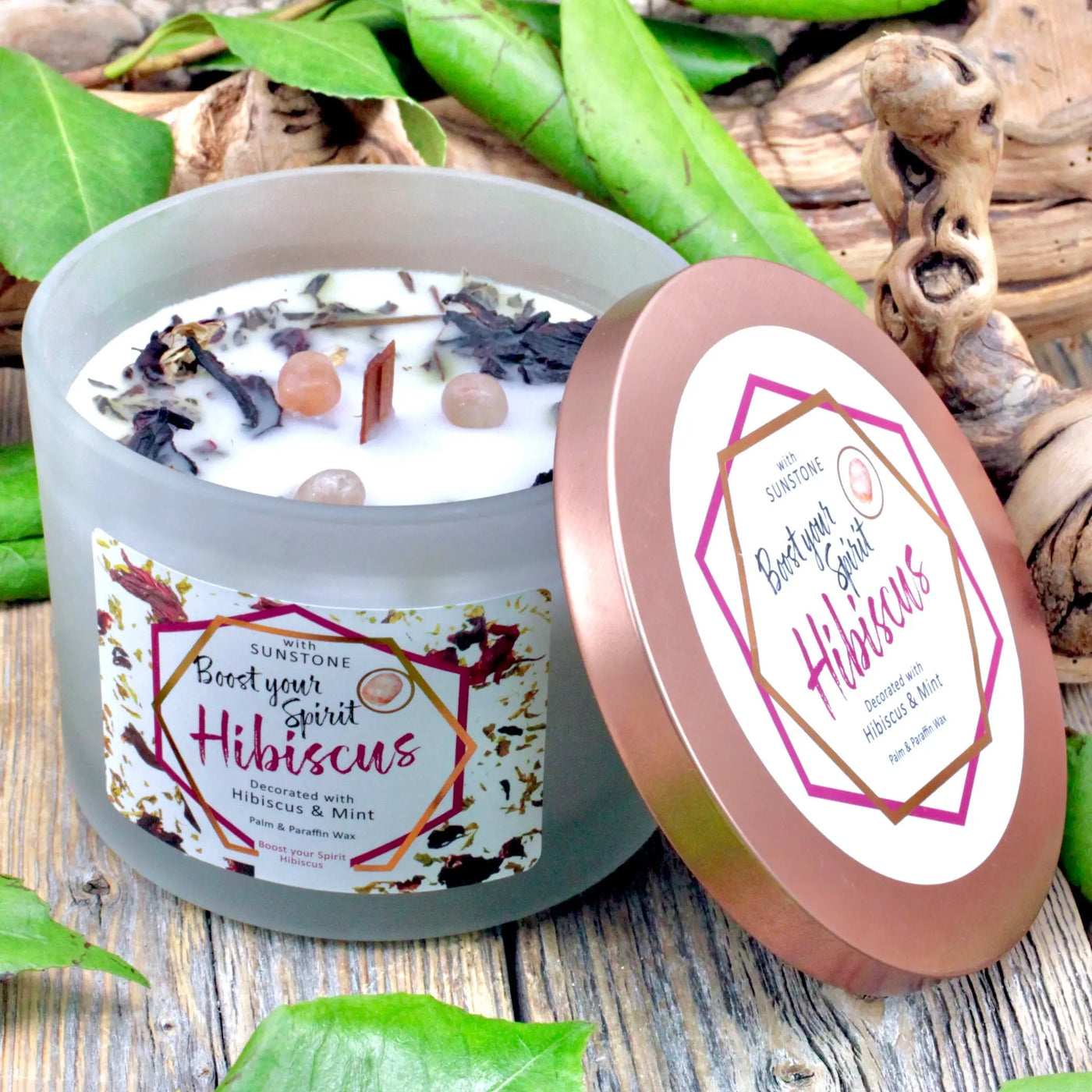 Boost Your Spirit Hibiscus Candle with Sunstone