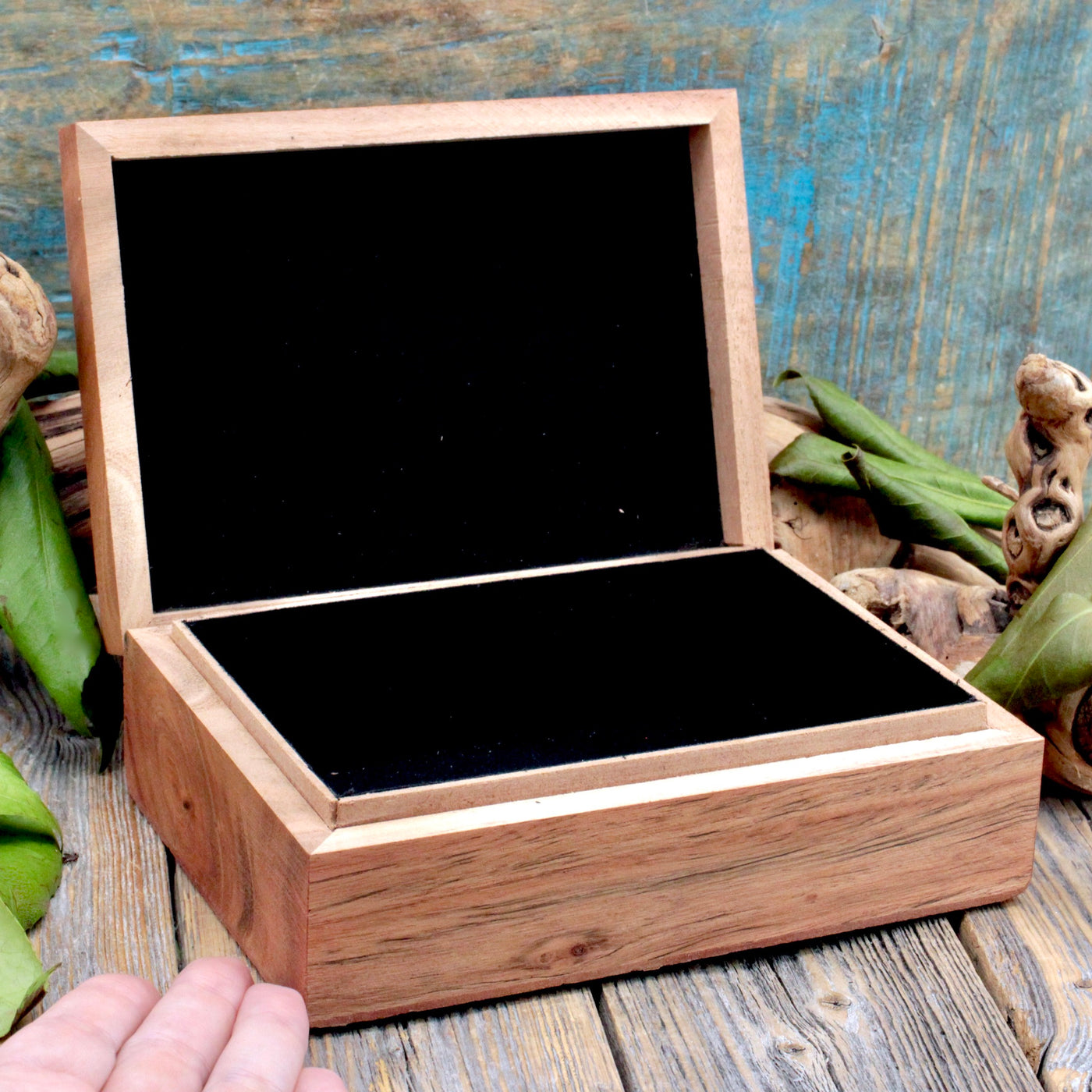 Lotus-Namaste Wooden Box with Rose Quartz Inlay