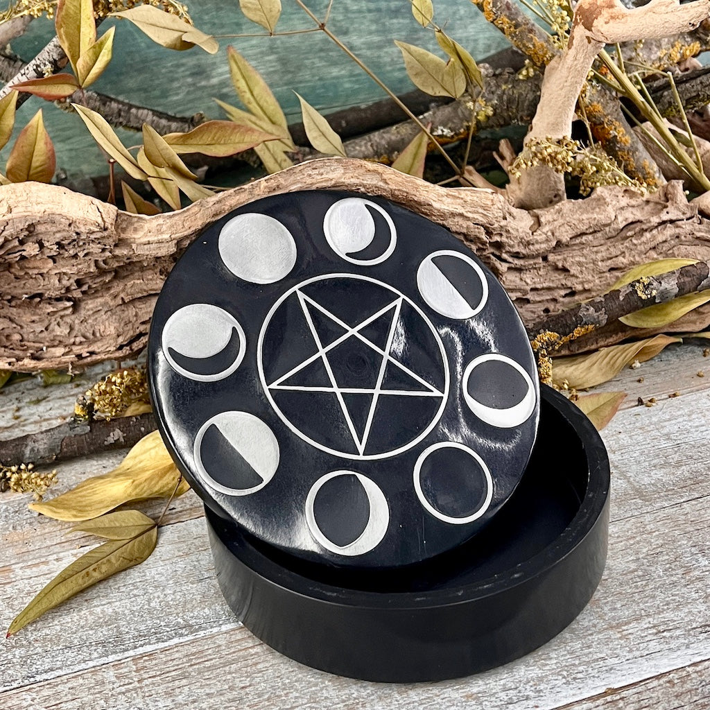 Soapstone Moon Phase Trinket Box