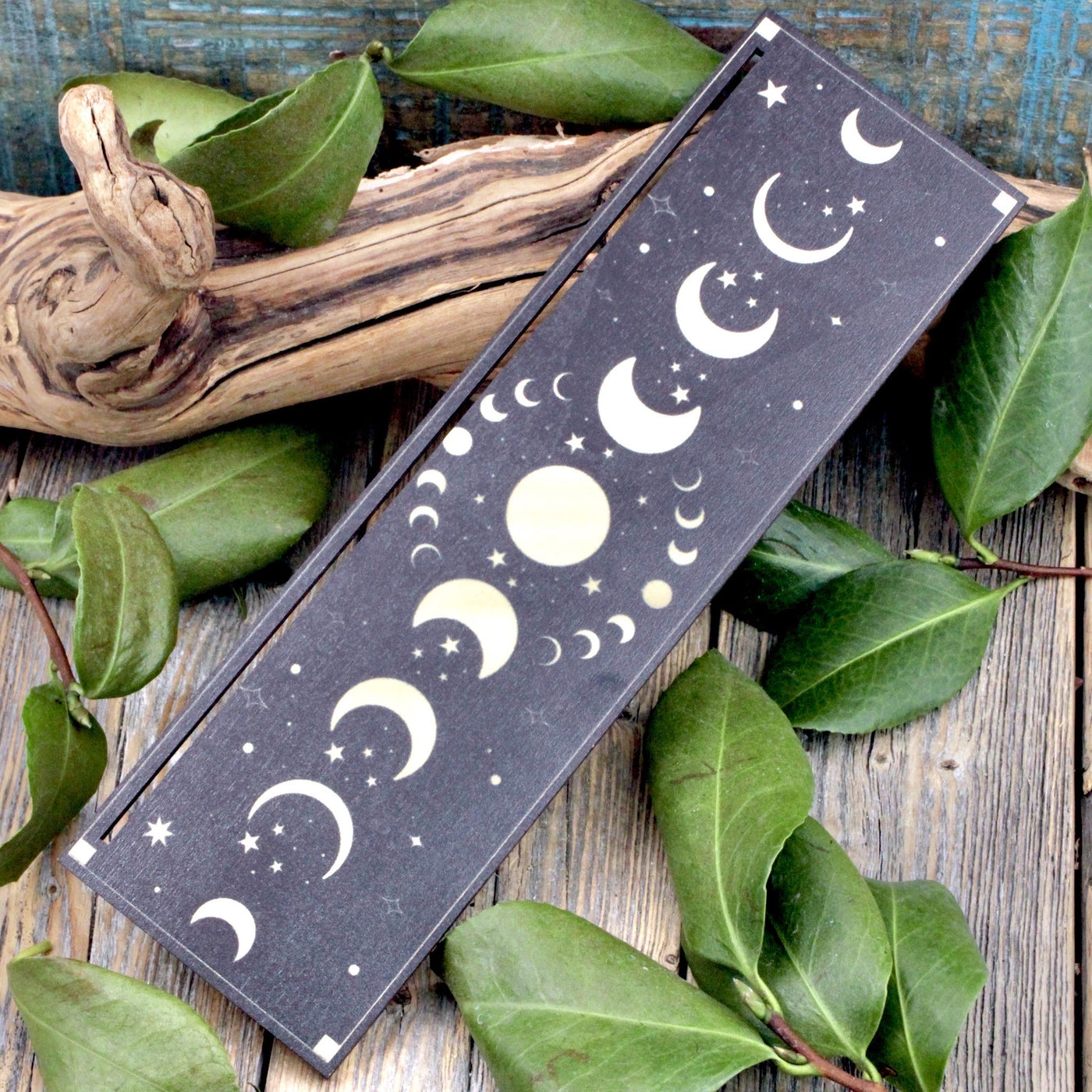Wood Tarot Card Holder - Moon Phases
