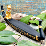 Bastet on Boat Incense Holder