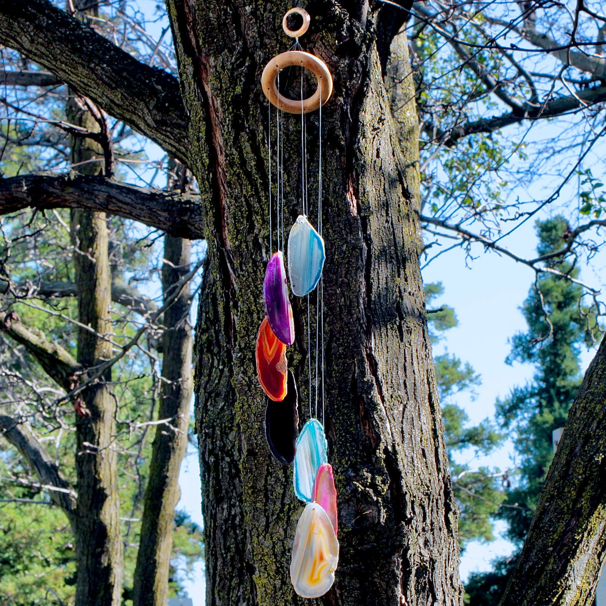 Rainbow Agate Slice Wind Chime