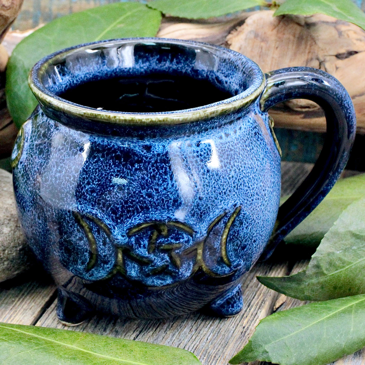 Blue Ceramic Triple Moon Pentagram Mug