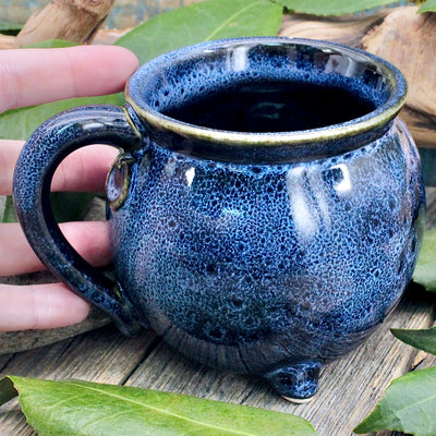 Blue Ceramic Triple Moon Pentagram Mug