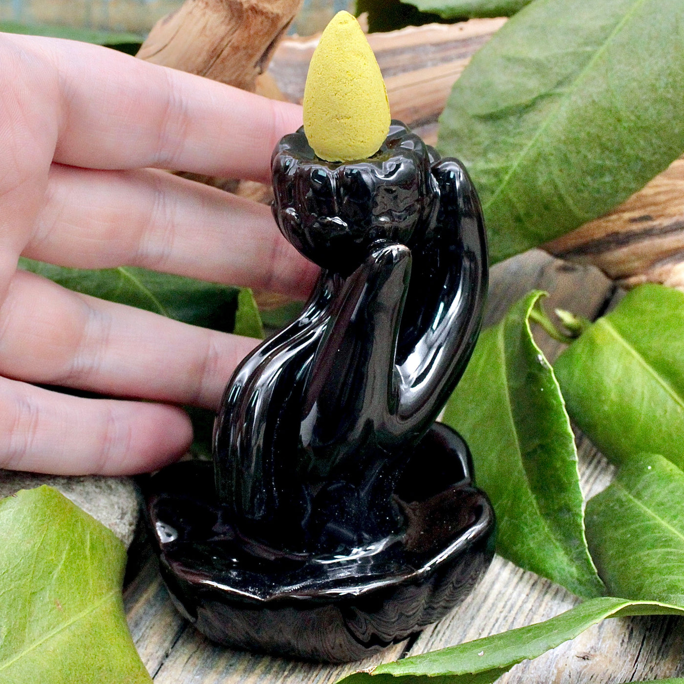 Hand with Lotus Backflow Incense Burner