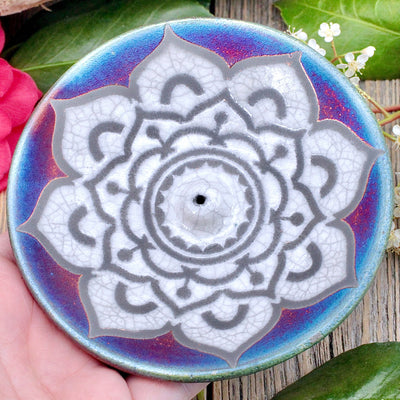 Raku Pottery Incense Holder - Mandala