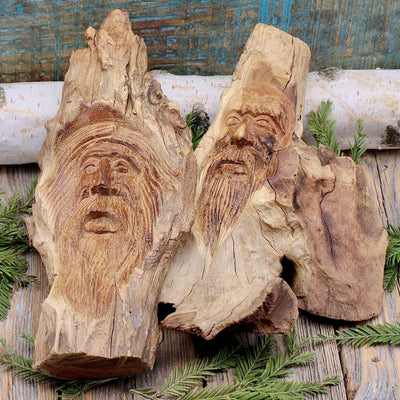 Driftwood Carved Face Wall Hanging