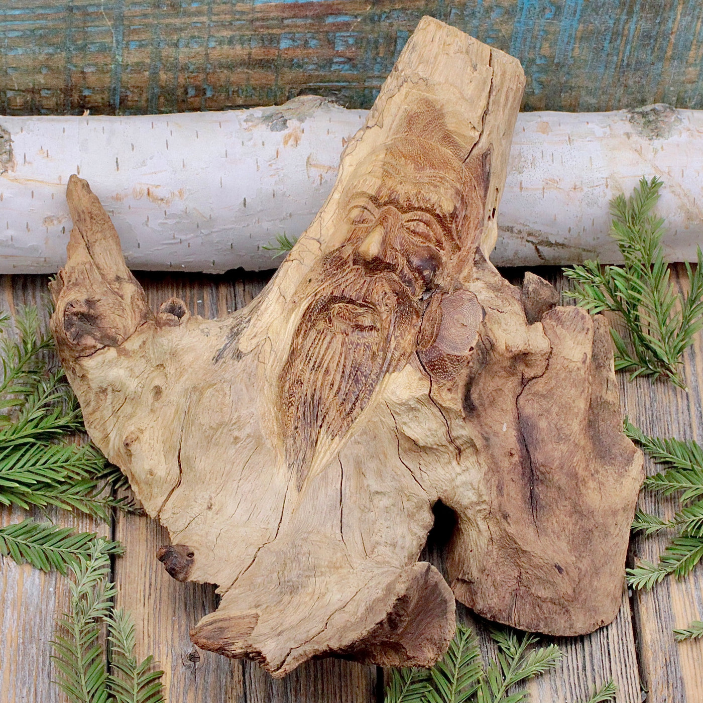 Driftwood Carved Face Wall Hanging